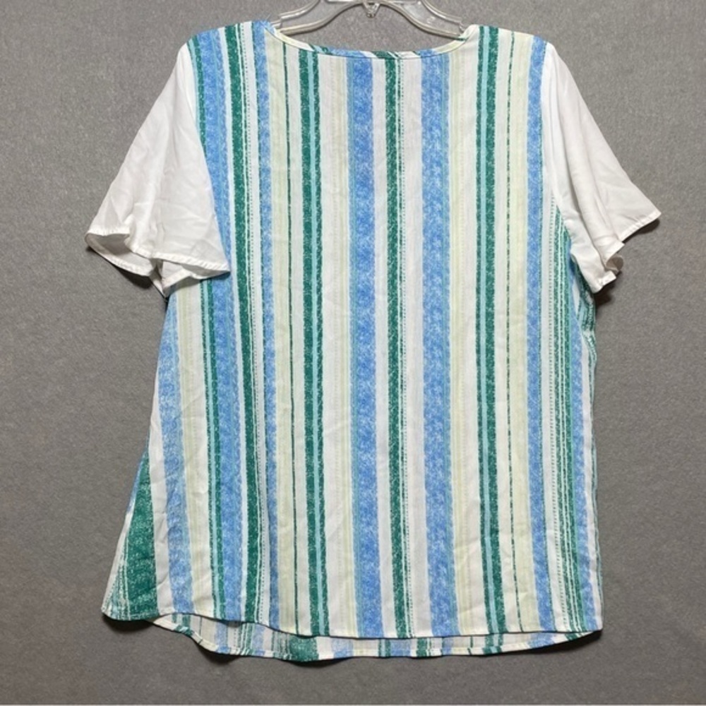 Bloomchic V-Neck Striped Contrast Patchwork Ruffl… - image 5